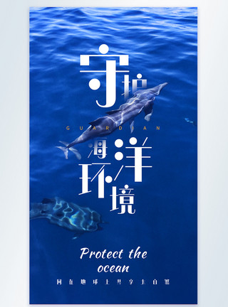 爱护海洋生物守护海洋环境宣传摄影图海报模板