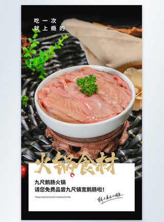 火锅食材九尺鹅肠美食摄影图海报模板