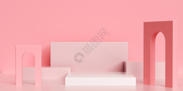 C4D粉色通用展台图片