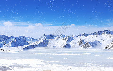 博格达雪山冬天背景设计图片