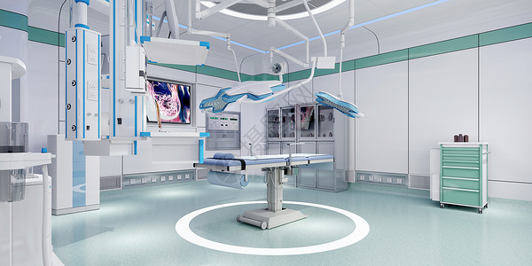 手术室场景医疗设备圆书桌高清图片