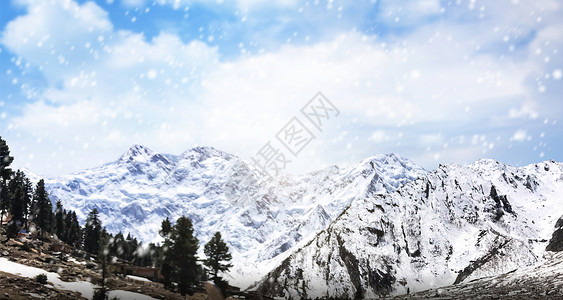 风雪素材冬天雪山背景设计图片