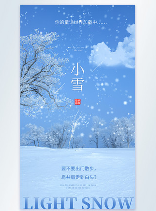 冬日雪花清新简约小雪节气摄影图海报模板