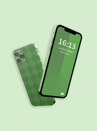 企业形象绿色手机电子设备样机模板