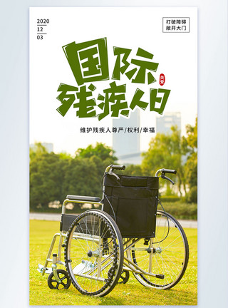 草地摄影国际残疾人日摄影图海报模板