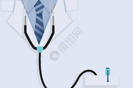 连接中国带听诊器的医生插画