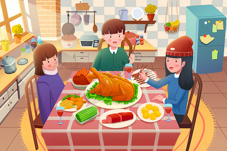 感恩节欢乐聚餐背景图片