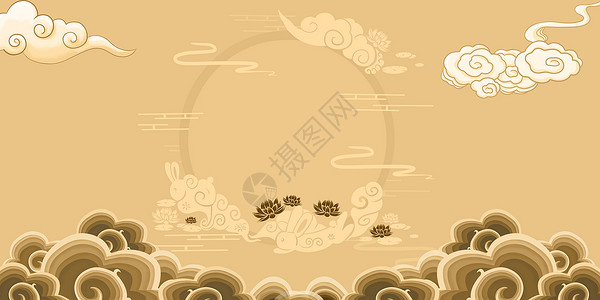 中国风纯色云纹金色国风祥云背景设计图片