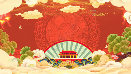 春节标题2021牛年国潮鎏金新年恭贺喜庆背景GIF高清图片