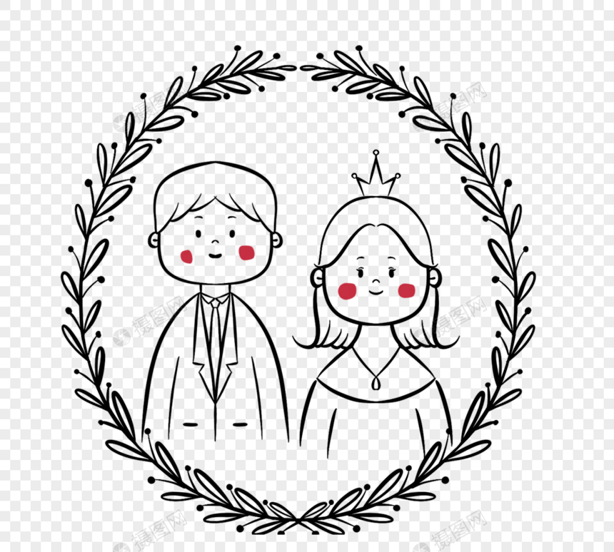 ﻿可爱卡通人物婚礼相框图片