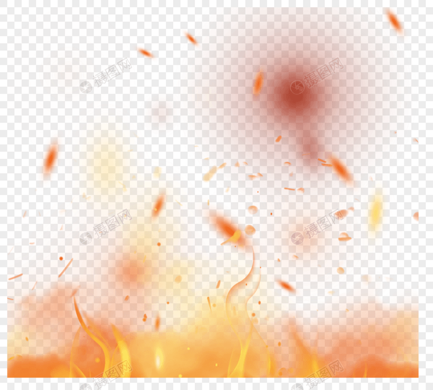 燃烧橙色手绘火焰图片