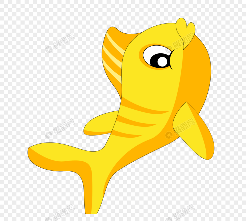 一只黄色小鱼卡通形象图片