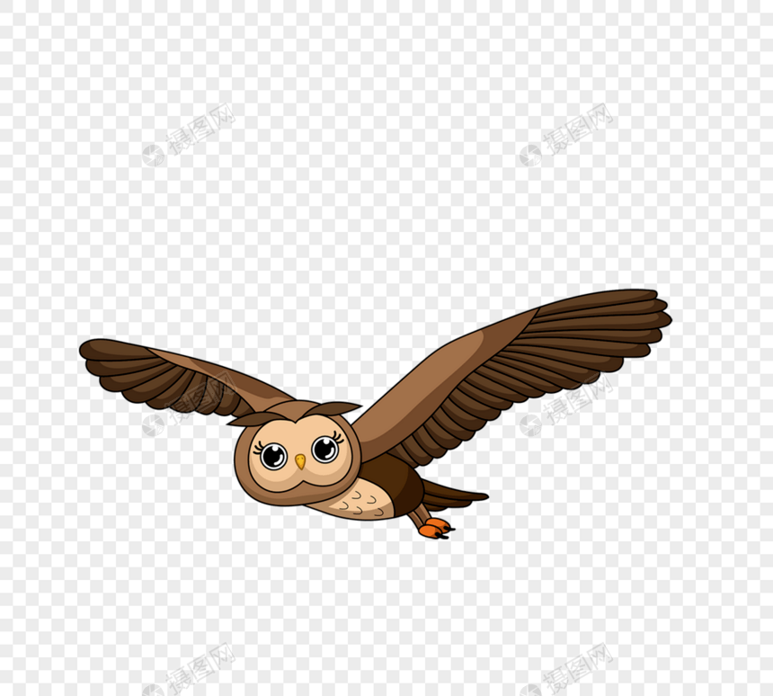 飞翔大眼粗眉猫头鹰卡通图片
