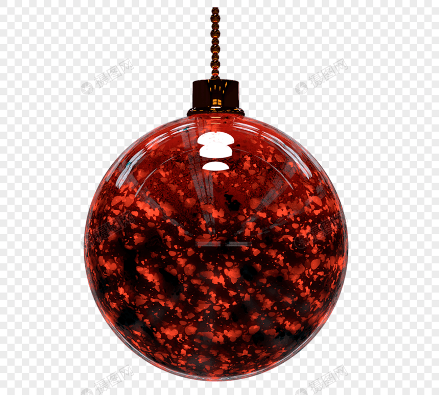 3d深红色光效圣诞球图片