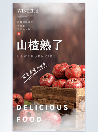 新鲜水果山楂简约时尚美食摄影图海报模板