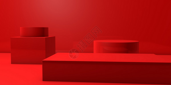 创意红色3D展台背景图片