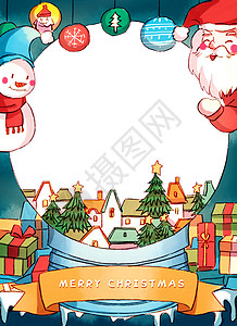 圣诞节雪花球贺卡插画背景图片