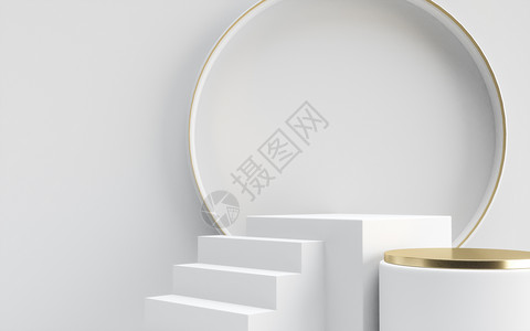 圆盘阶梯白色几何电商背景设计图片