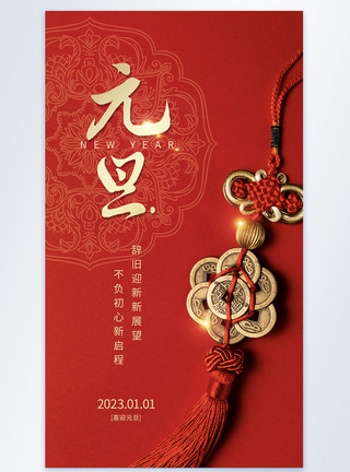 蛇年生肖2023年元旦吉祥宣传摄影图海报模板