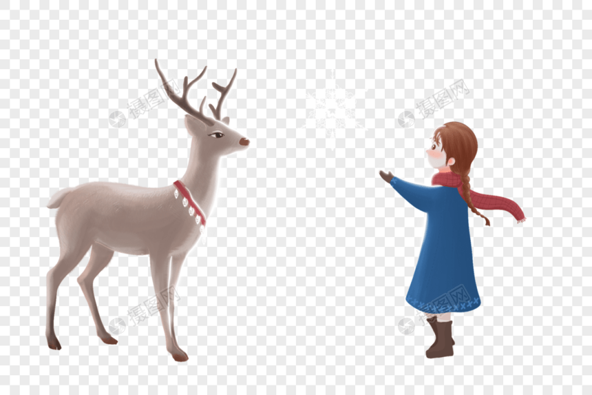女孩与小鹿图片