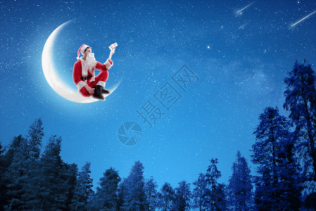 夜晚老人创意圣诞节GIF高清图片