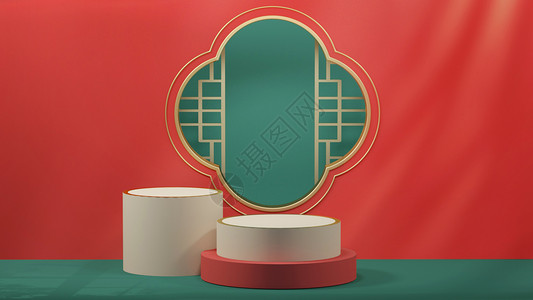 中国风红色圆形中国风电商背景设计图片