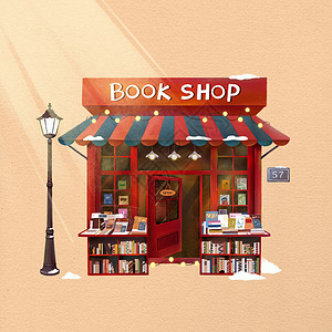 冬天的书店背景图片