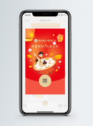 拿红包汤圆红色元宵汤圆新年微信红包模板