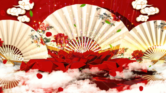 花朵扇子中国风中国风舞台背景素材GIF高清图片
