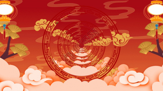 云灯国潮中国风穿梭背景GIF高清图片