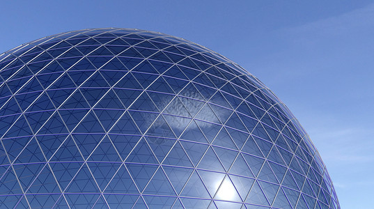 蓝色圆顶球形玻璃建筑设计图片