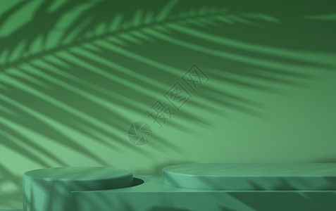 绿色棕榈树清新绿色电商展示设计图片