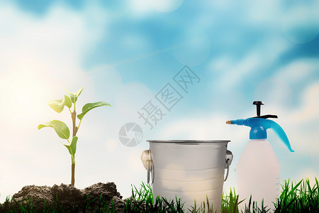 浇水水壶水桶植树节设计图片