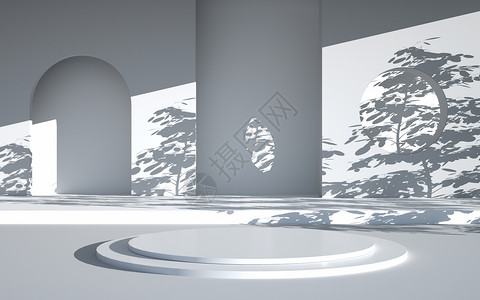 圆树叶白色光影效果背景设计图片