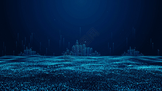 演出蓝色科技城市粒子背景GIF高清图片