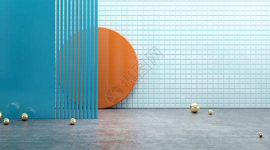 橙色几何装饰撞色几何电商背景设计图片