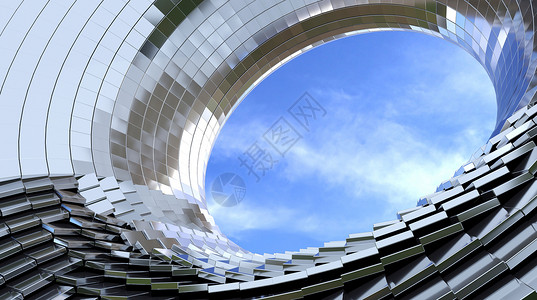 装配式钢结构抽象几何建筑场景设计图片