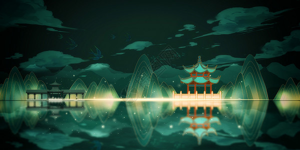 中国风水彩背景设计图片