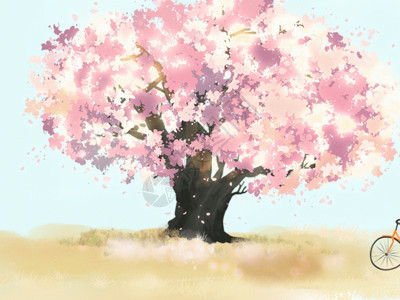 治愈樱花树小清新风格一起看樱花GIF高清图片