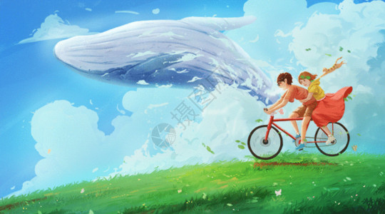 户外骑自行车快乐时光GIF高清图片