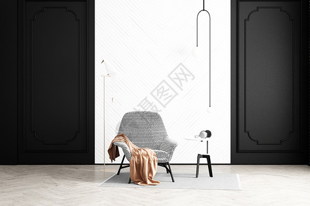 北欧素材黑白北欧极简家居设计设计图片