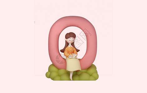妇女节三维立体插画背景图片