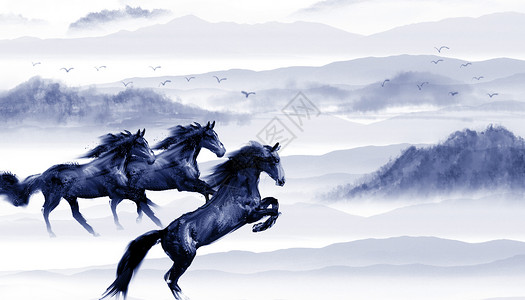三匹马企业文化背景设计图片