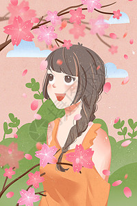 春分赏樱的少女图片