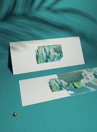 女神节贺卡卡片包装样机模板