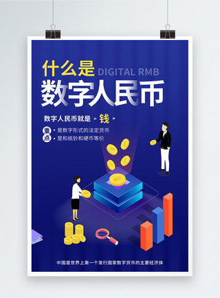 新版人民币简约科技金融数字货币人民币宣传海报模板