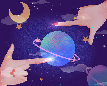 治愈系星球宇宙插画图片