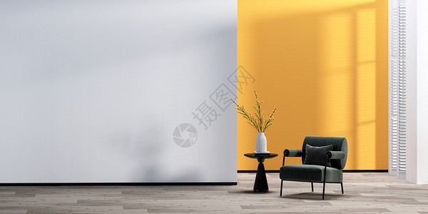黄色时尚沙发极简室内空间设计图片
