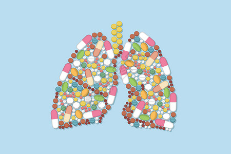 肺和药物医疗插画背景图片