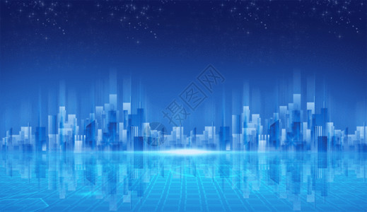 蓝色网络背景科技城市gif动图高清图片